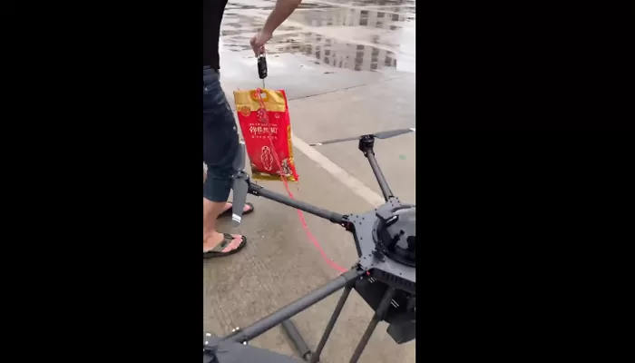 5kg laadvermogen drone met afwerpkit en afstandsbediening, eenknops retourneren en geplande route