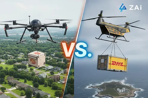 Vergelijking van bezorgdrone-oplossingen vs. industriële vrachtdrone-oplossingen