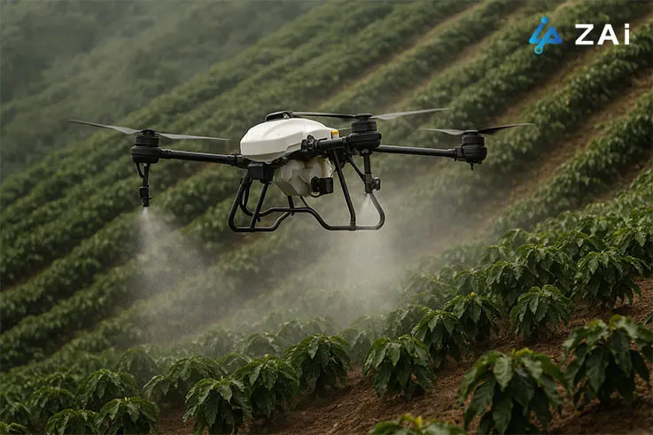 Het oplossen van de uitdaging van ongelijkmatige dekking: een ZAi-Q100 drone succesverhaal in commerciële koffieteelt